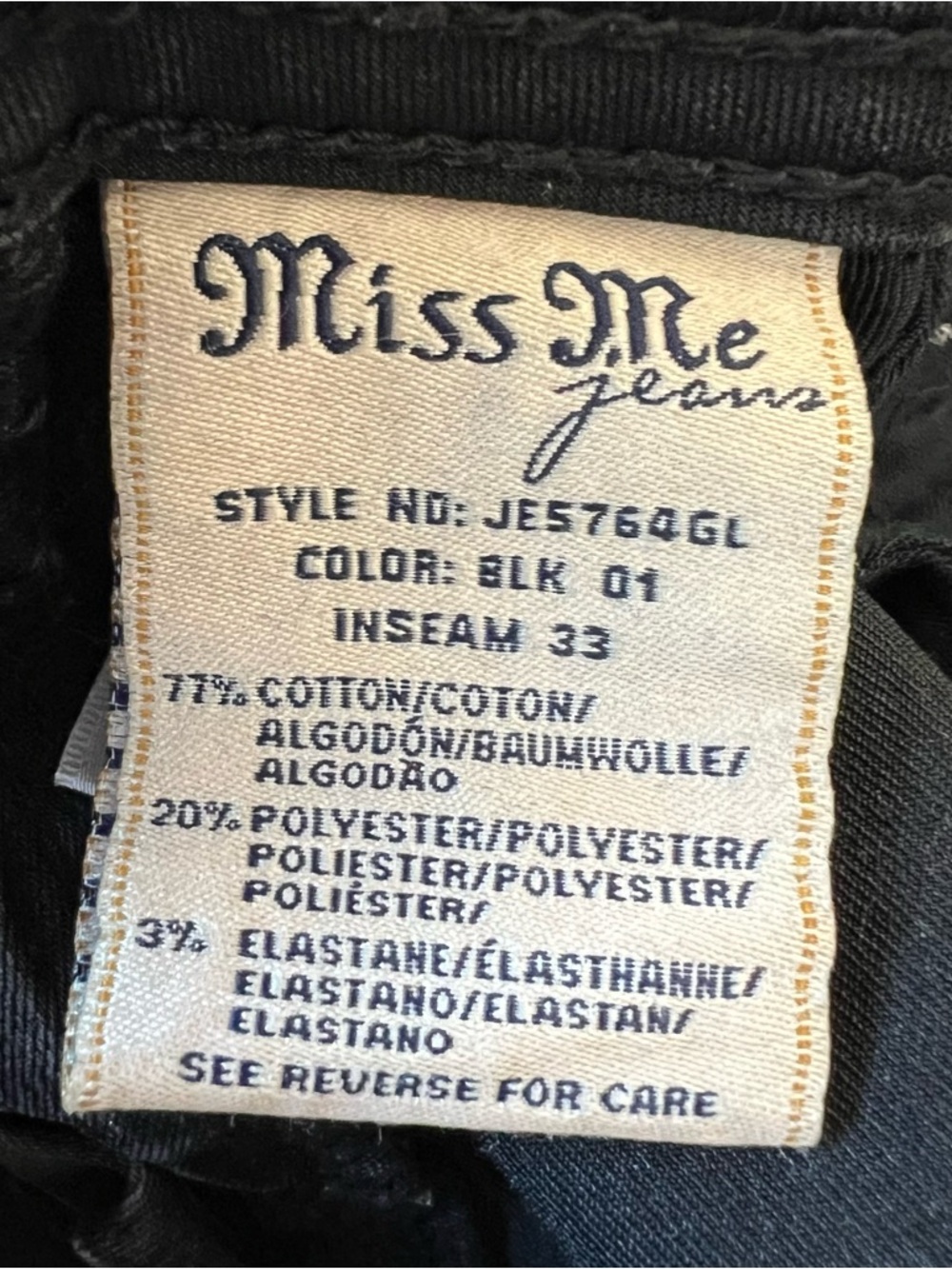 Miss Me Skinny Bling Jeans Women’s 29 Low Rise Faded Black Stretch 30” Inseam - Picture 7 of 14